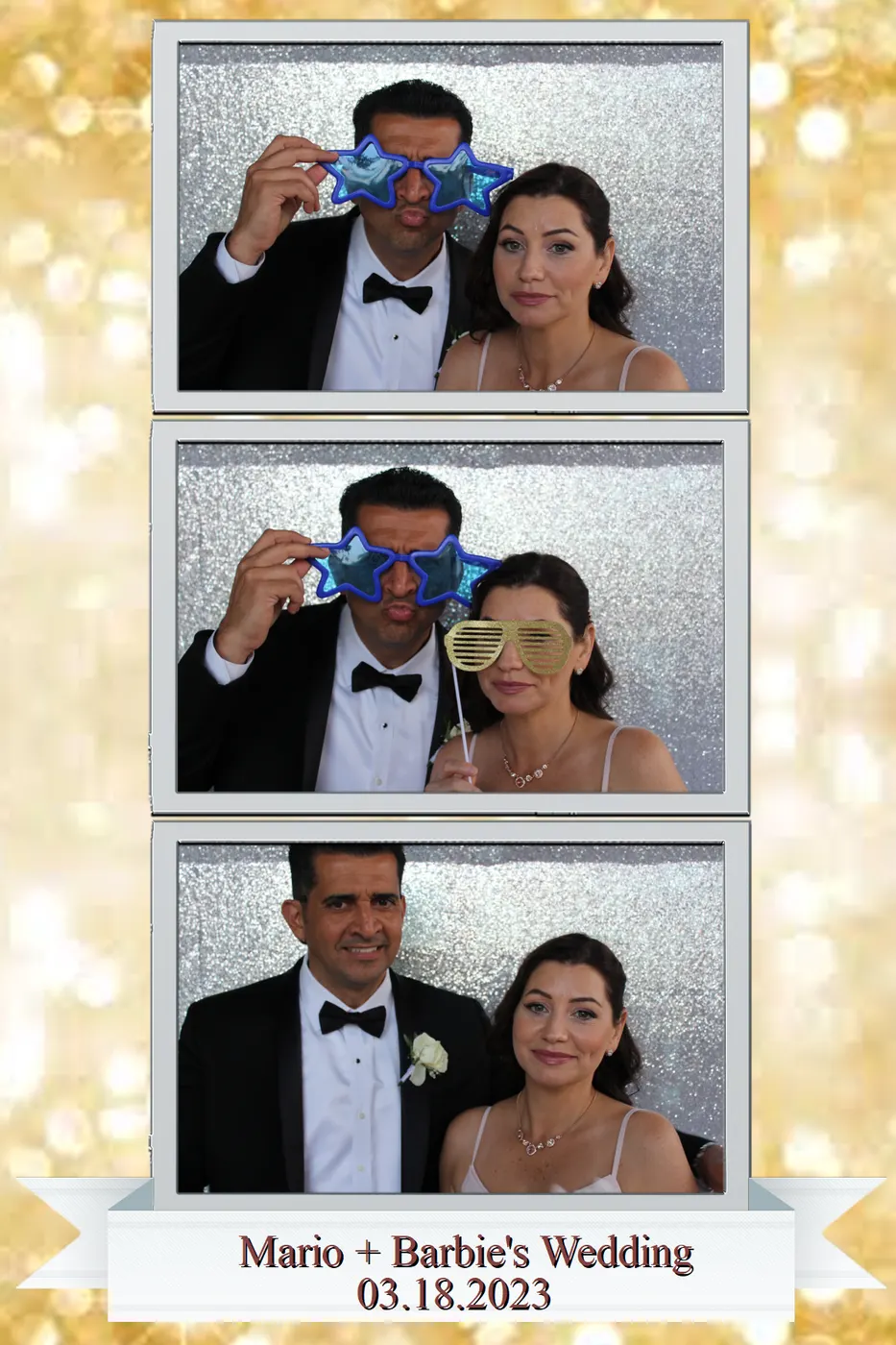 Couple in formal wear in a photo booth print