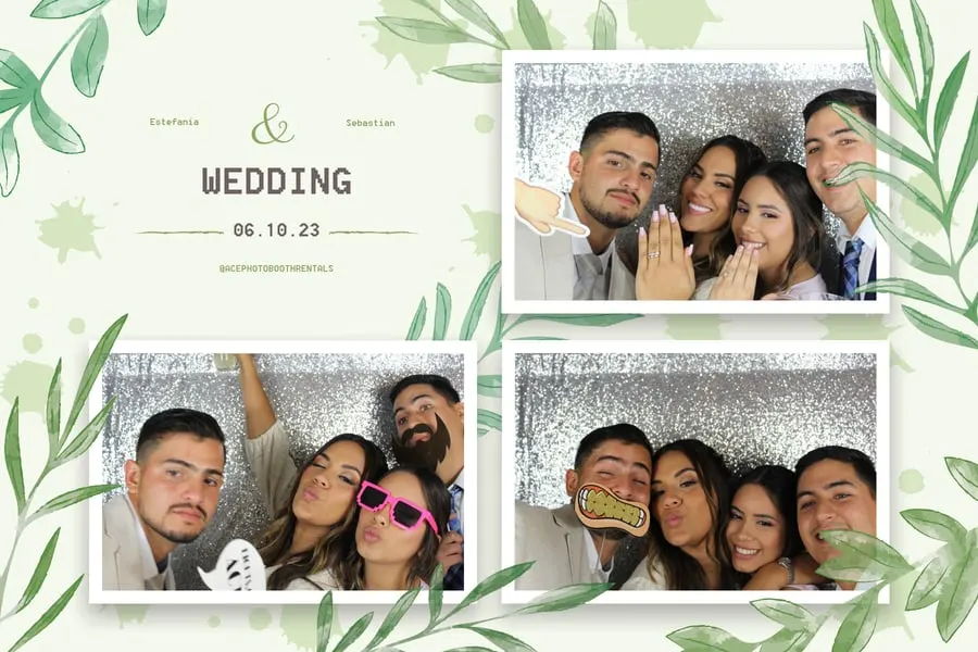 Wedding photo booth print with a greenery template