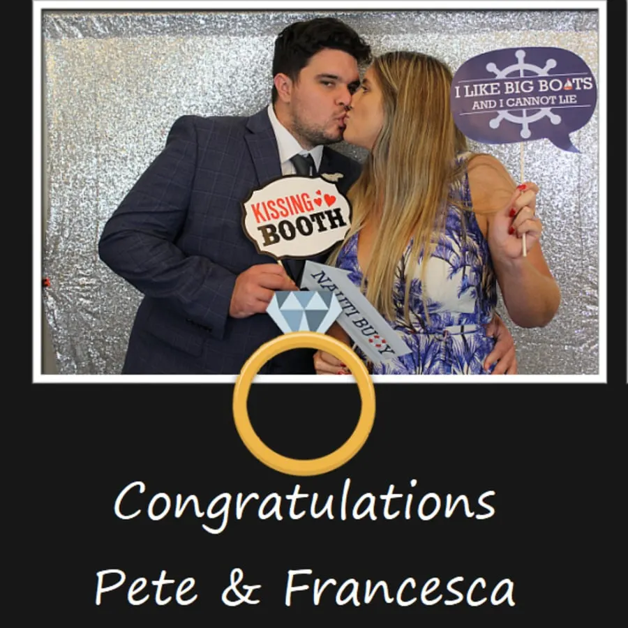 Custom wedding photo booth print for Pete and Francesca